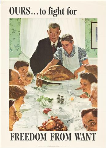 NORMAN ROCKWELL (1894-1978).  [THE FOUR FREEDOMS]. Group of 4 posters. 1943. Each 28x20 inches, 71x50¾ cm. U.S. Government Printing Off